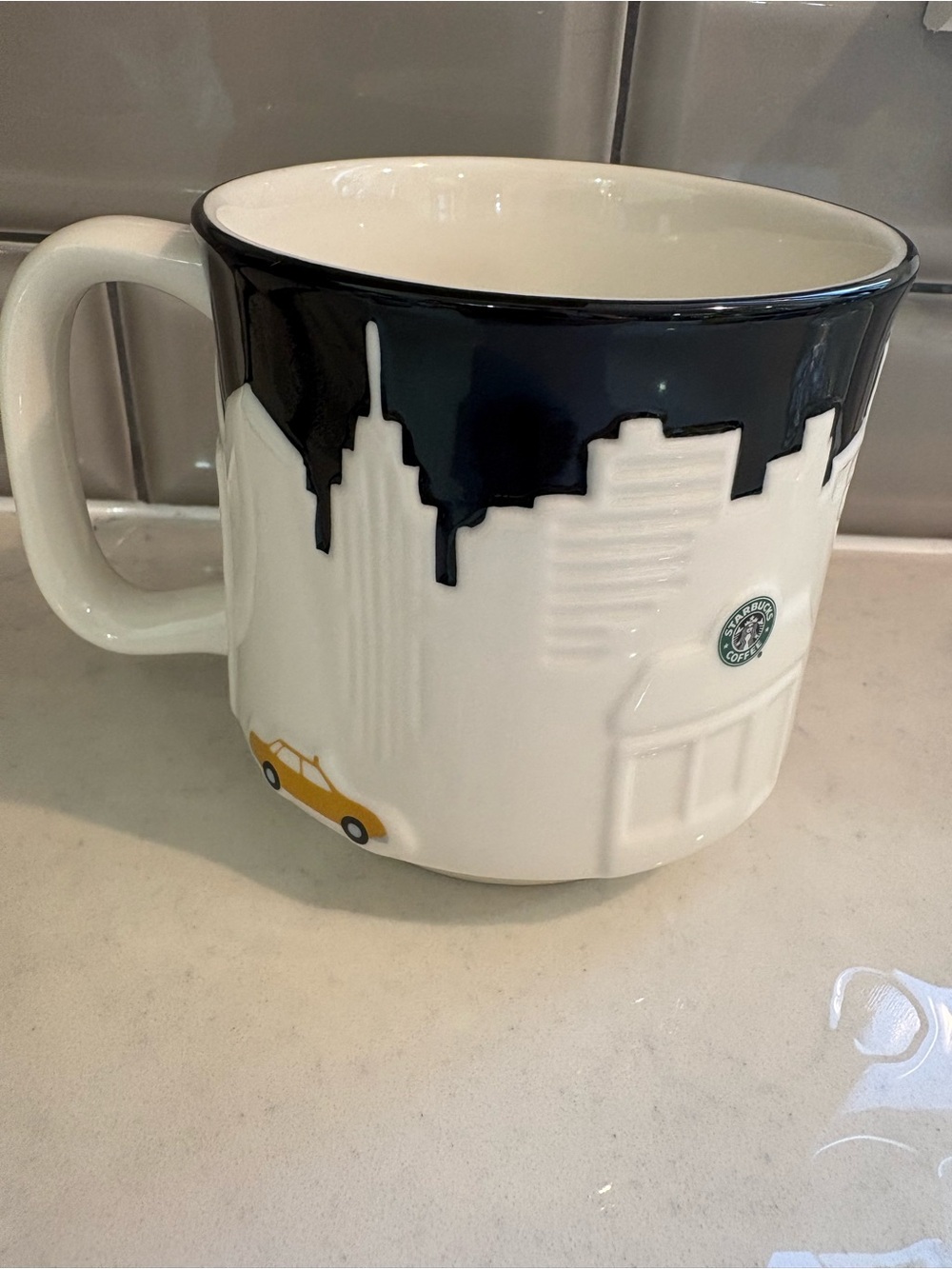 Starbucks Ceramic Skyline Mug - Black, White & Yellow Taxi